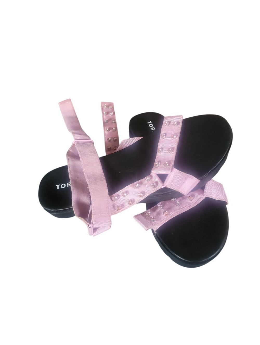 torrid Pink Crystal-Embellished Strappy Flat Sandals - Picture 9 of 10